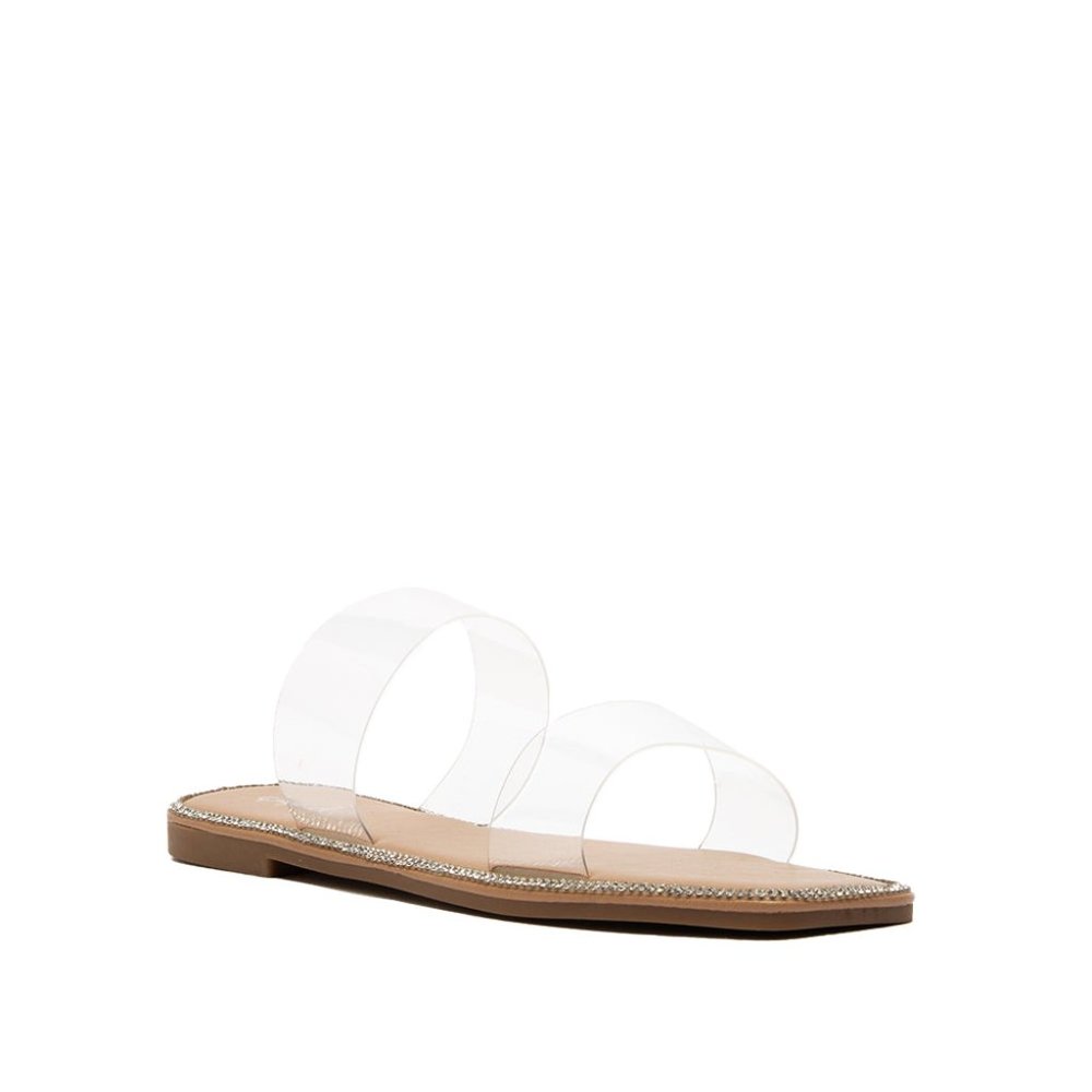 Clear Accented Two Band Sandals - Picture 2 of 3
